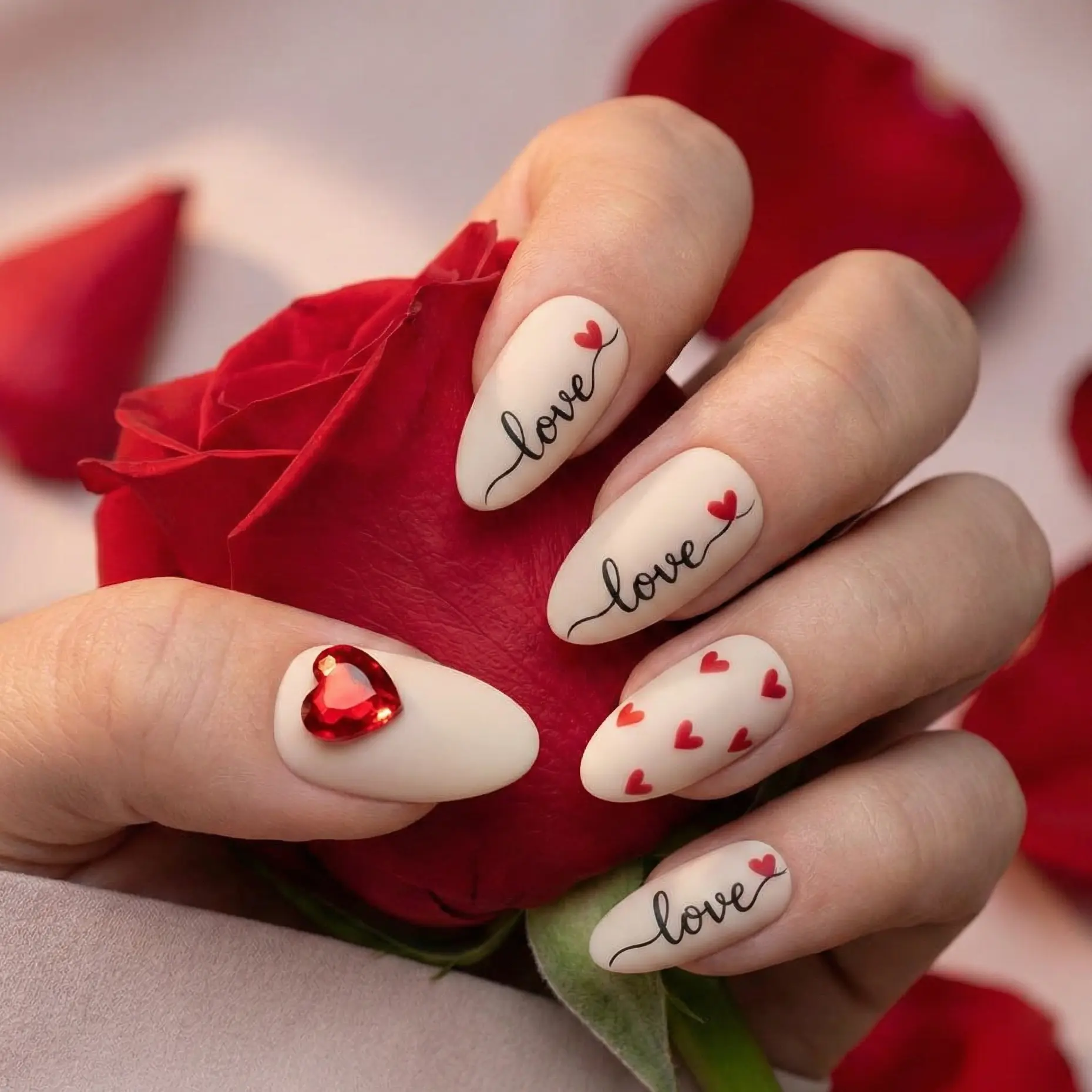 Love Note Manicure Romantic Matte Nail Art Design